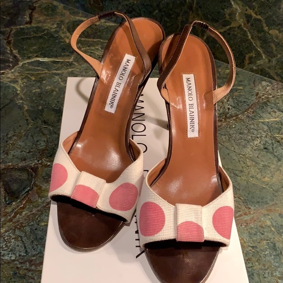 Manolo Blahnik open toe canvas heel - Picture 1 of 6